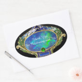 BLAUW GROEN OPAAL , ART NOUVEAU GOUDEN JUWEEL Dank Ovale Sticker (Envelop)