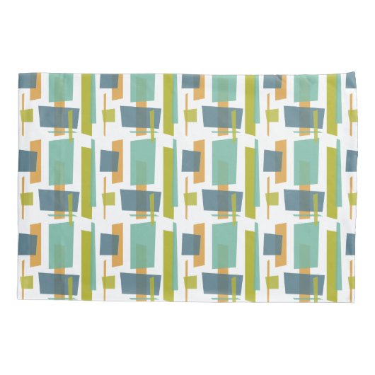 Blauw Groen Oranje Abstract Geometrisch Midden Cen Kussensloop (Achterkant)