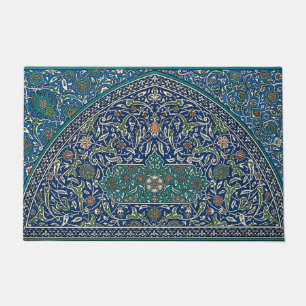 Blauw groen Oranje Blauwgroen Arabisch patroon Deurmat