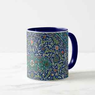 Blauw groen Oranje Blauwgroen  Arabisch patroon Mok
