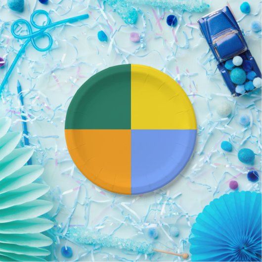 Blauw Groen Oranje Geel Papieren Bordje (Feest)