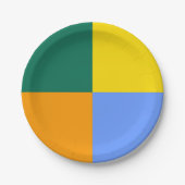 Blauw Groen Oranje Geel Papieren Bordje (Voorkant)