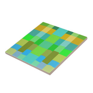Blauw Groen Oranje Paars Crème Patroon Abstract Tegeltje