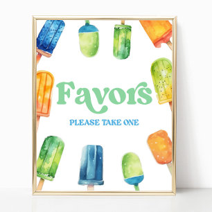 Blauw Groen Oranje Popsicle Feest Favorieten Tafel Poster