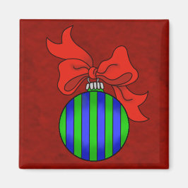 Blauw & Groen Ornament met Rode Rug - Magneet