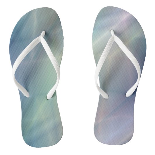 blauw groen paars abstract teenslippers (Voetbed)