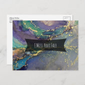 Blauw groen Paars en goud Abstract ik mis je gezic Briefkaart (Voorkant / Achterkant)