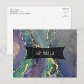 Blauw groen Paars en goud Abstract ik mis je gezic Briefkaart (Voorkant / Achterkant)