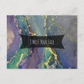 Blauw groen Paars en goud Abstract ik mis je gezic Briefkaart (Voorkant)