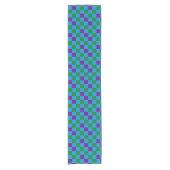 Blauw Groen Paars Geruit Patroon Ontwerp  Korte Tafelloper (Voorkant)