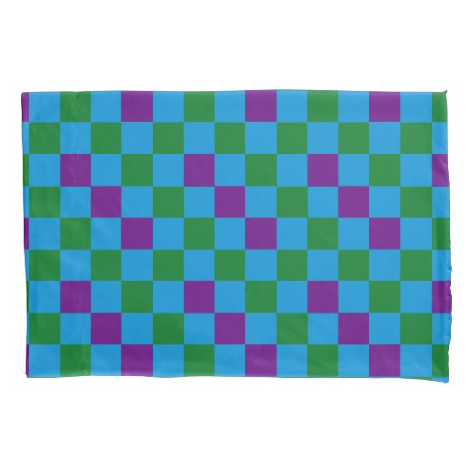Blauw Groen Paars Geruit Patroonontwerp Kussensloop (Voorkant)