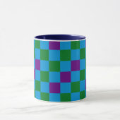 Blauw Groen Paars Geruit Patroonontwerp Mok (Midden)