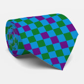 Blauw Groen Paars Geruit Patroonontwerp  Stropdas (Opgerold)