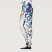 Blauw groen Paars grijs uniek patroon Leggings (Links)