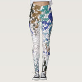 Blauw groen Paars grijs uniek patroon Leggings (Voorkant)