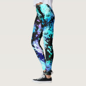 Blauw Groen Paars Verfspat Abstracte Leggings (Links)