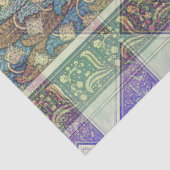 Blauw Groen Paarse Arts Nouveau Floral Ephemera Tissuepapier (Detail)