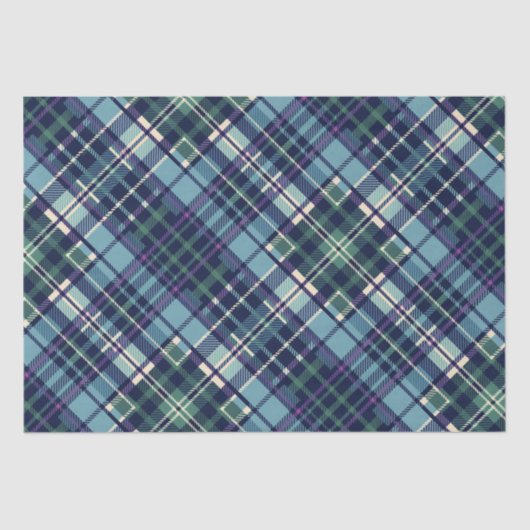 Blauw, Groen & Paarse geruite Tissuepapier (Voorkant)