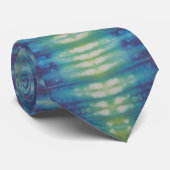 Blauw Groen Paarse grote streep tie dye Stropdas (Opgerold)