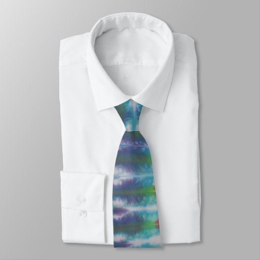 Blauw Groen Paarse Tie Dye Necktie Stropdas (Gebonden)