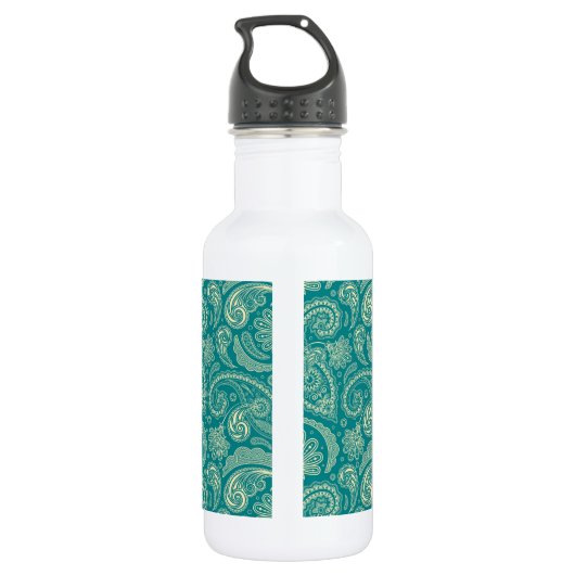 Blauw Groen Paisley Waterfles (Achterkant)