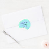 Blauw groen pastel dank u voeg paar naam datum toe ronde sticker (Envelop)
