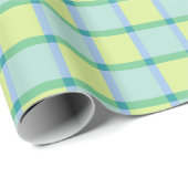 Blauw groen pastel geruit patroon cadeaupapier (Rol Hoek)