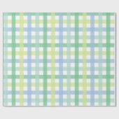 Blauw groen pastel gingham patroon cadeaupapier (Vlak)