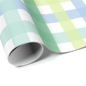 Blauw groen pastel gingham patroon cadeaupapier (Rol Hoek)
