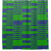 Blauw Groen Patchwork Strepen Design  Douchegordijn (Voorkant)