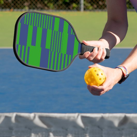 Blauw Groen Patchwork Strepen Design Pickleball Paddle (Insitu)