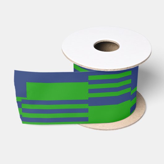 Blauw Groen Patchwork Strepen Design Satijnen Lint (Spoel)