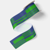 Blauw Groen Patchwork Strepen Design Satijnen Lint (Achterkant)