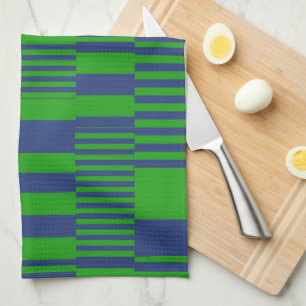 Blauw Groen Patchwork Strepen Design  Theedoek