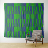 Blauw Groen Patchwork Strepen Design  Wandkleed (In Situ (horizontaal))