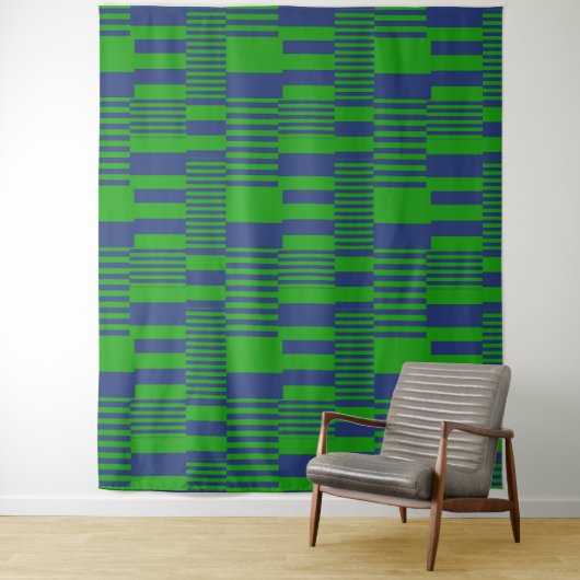 Blauw Groen Patchwork Strepen Design  Wandkleed (In situ)