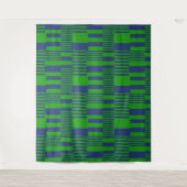 Blauw Groen Patchwork Strepen Design  Wandkleed (Voorkant)