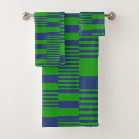 Blauw Groen Patchwork Strepen Ontwerp Bad Handdoek (Insitu)