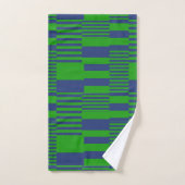 Blauw Groen Patchwork Strepen Ontwerp Bad Handdoek (Handdoek)