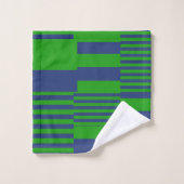 Blauw Groen Patchwork Strepen Ontwerp Bad Handdoek (Wasdoekje)