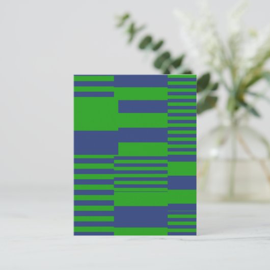 Blauw Groen Patchwork Strepen Ontwerp Briefkaart (Staand voorkant)