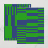 Blauw Groen Patchwork Strepen Ontwerp Briefkaart (Voorkant / Achterkant)