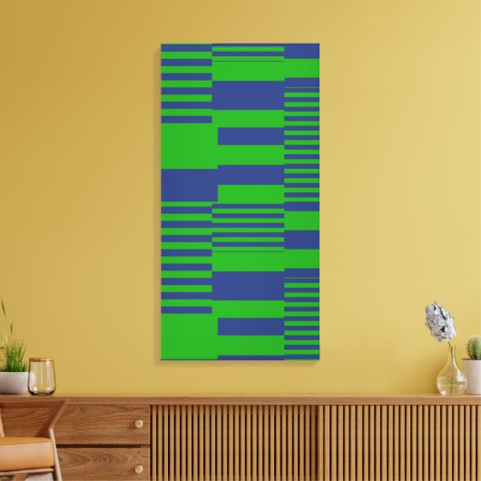 Blauw Groen Patchwork Strepen Ontwerp Canvas Afdruk (Insitu (Woonkamer))