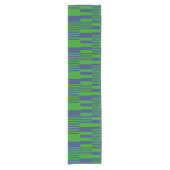 Blauw Groen Patchwork Strepen Ontwerp Korte Tafelloper (Voorkant)