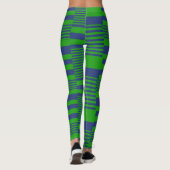 Blauw Groen Patchwork Strepen Ontwerp Leggings (Achterkant)