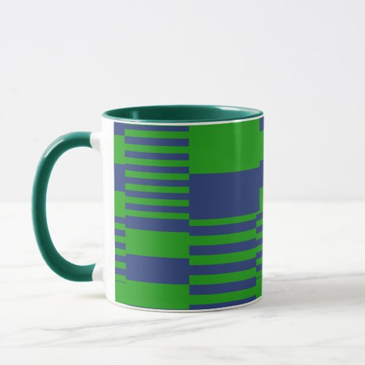 Blauw Groen Patchwork Strepen Ontwerp Mok (Links)