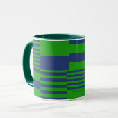 Blauw Groen Patchwork Strepen Ontwerp Mok (Voorkant links)