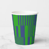 Blauw Groen Patchwork Strepen Ontwerp Papieren Bekers (Achterkant)
