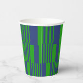 Blauw Groen Patchwork Strepen Ontwerp Papieren Bekers (Rechts)