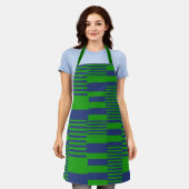 Blauw Groen Patchwork Strepen Ontwerp  Schort (Gedragen)
